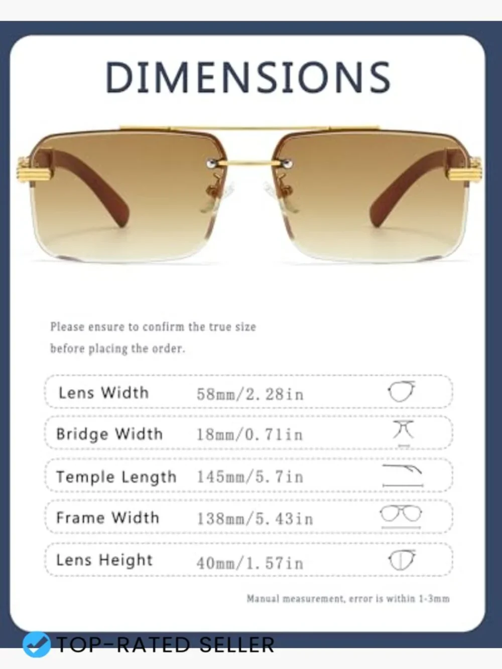 Fashion Rimless Rectangle Sunglasses Frameless Square Sun Glasses UV Protection